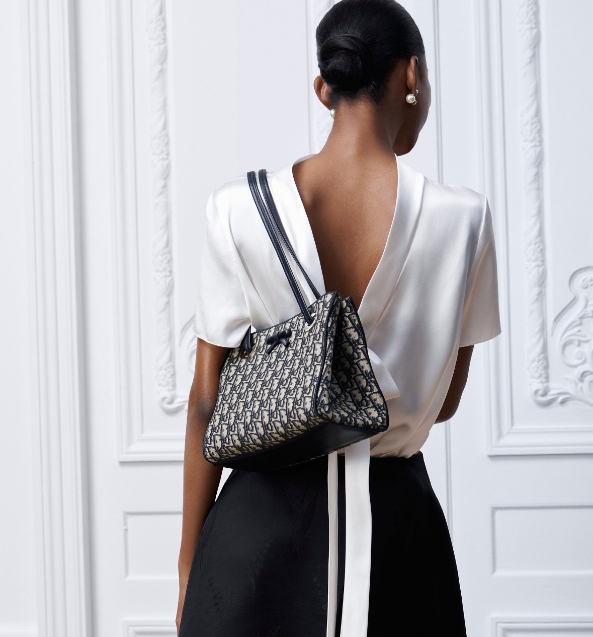 dior promenade oblique canvas bow detail shoulder tote bag